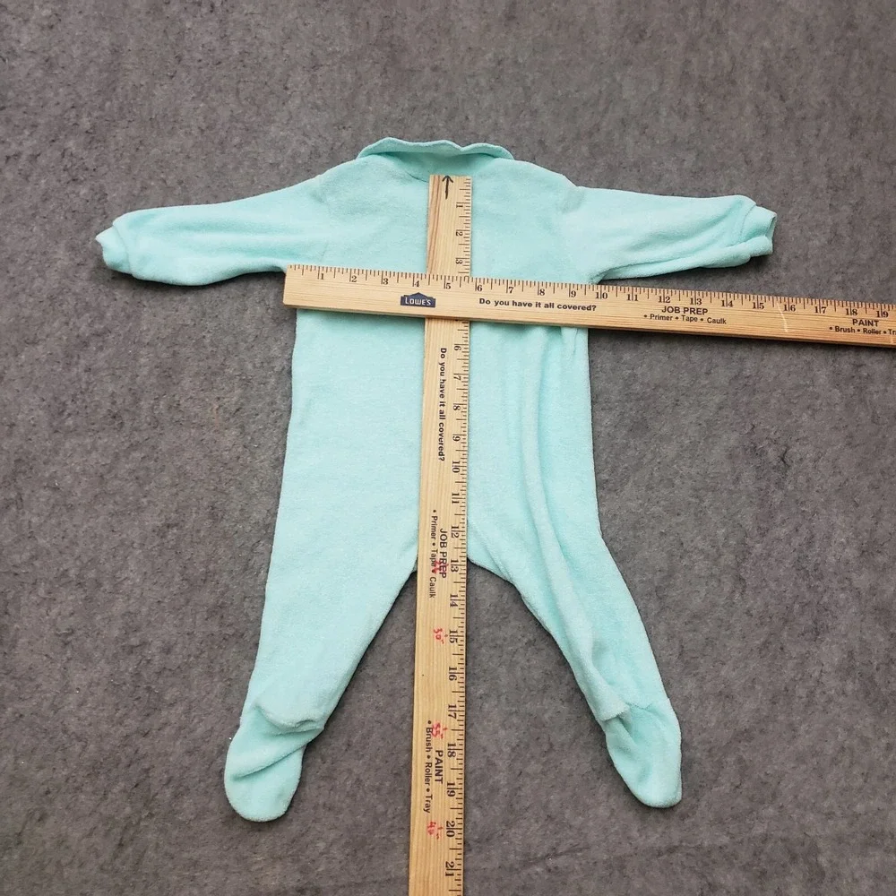VINTAGE Carters‎ One Piece Baby Boys 0-3M Blue Dinosaurs Button Up Sleeper 90s